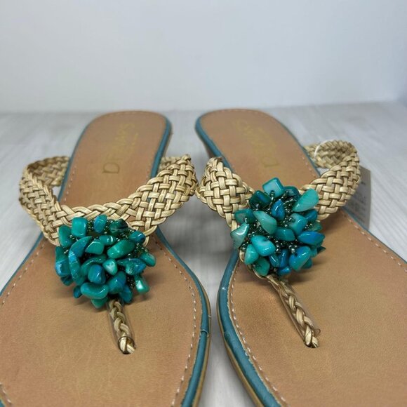 Edgea Turquoise-style beaded wedge sandals - Picture 4 of 5